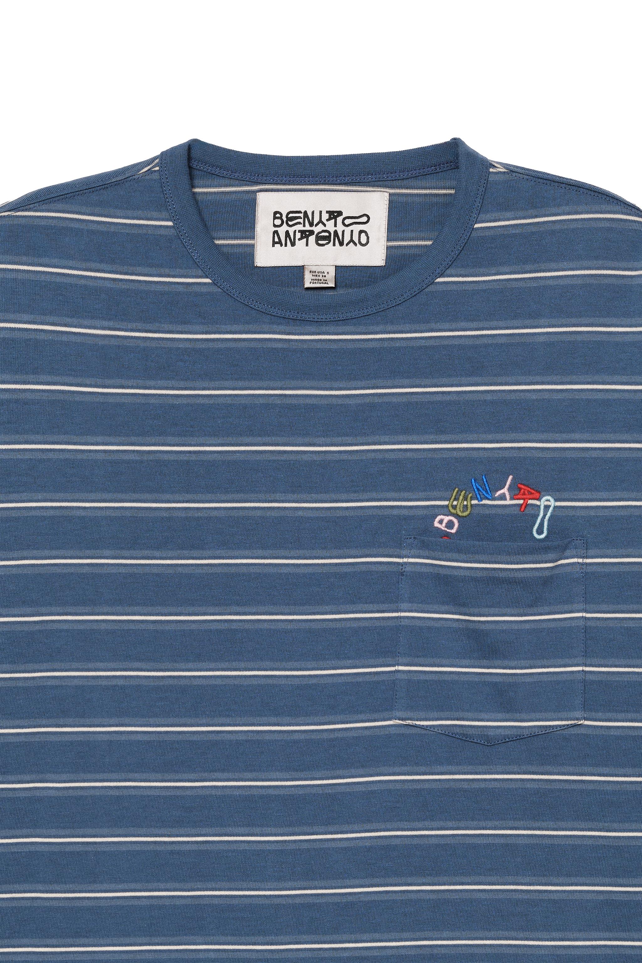 EMBROIDERED STRIPED POCKET T-SHIRT